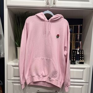 Women's Pink Hoodie with Rose Detail